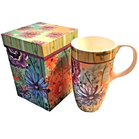 Lori Siebert 17 oz Floral Ceramic Coffee My Favorite Mug w Matching Gift Box - Picture 1 of 12